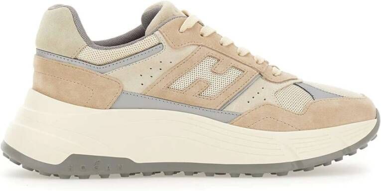 HOGAN Sneakers Dames Combi Mesh Sneaker Maat: 42 Materiaal: Suède Kleur: Beige