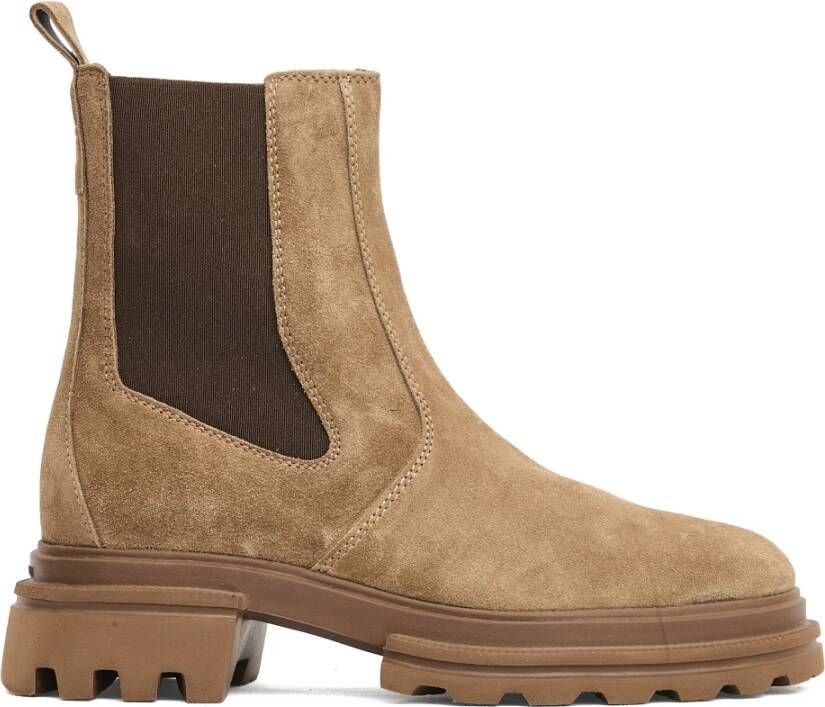 Hogan Beige Suède Chelsea Enkellaarzen