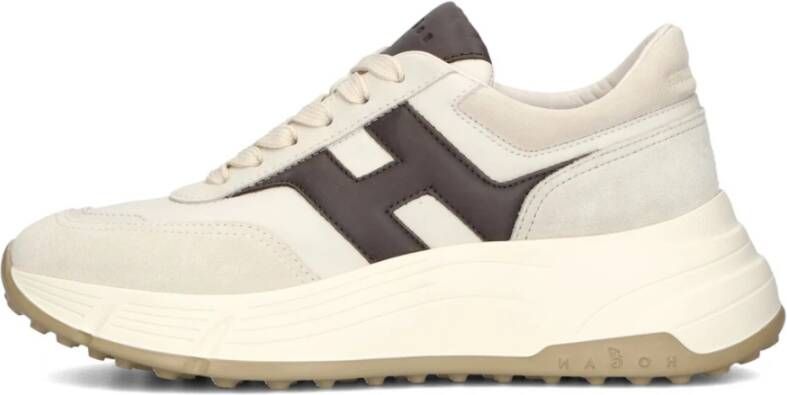 Hogan Beige Suède Lage Top Veterschoenen
