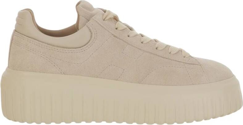Hogan Beige Suède Leren Veterschoenen Sneakers