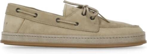 Hogan Beige Suède Loafers met Logo Detail