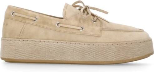 Hogan Beige Suède Loafers met Rubberen Zool