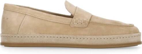 Hogan Beige Suède Loafers Ronde Neus