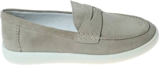 Hogan Beige Suède Mocassin Rubberen Zool
