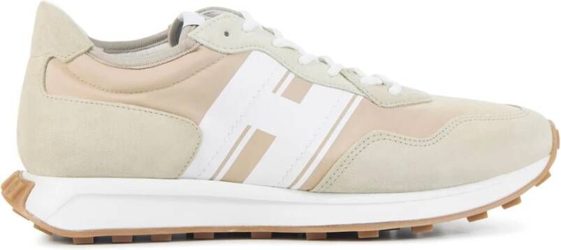 Hogan Beige Suède Canvas Lage Sneakers Beige Heren