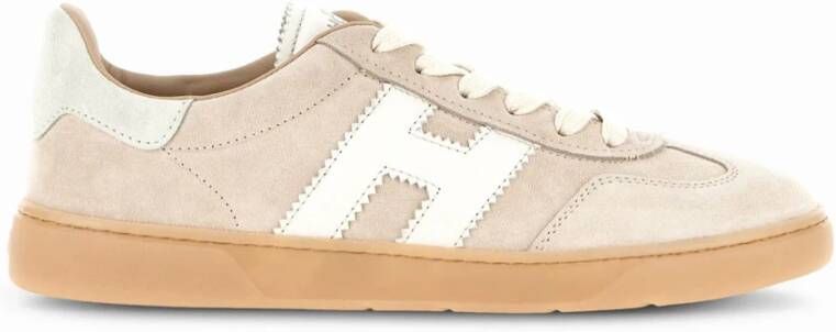 Hogan Beige Suède Sneakers met Ronde Neus