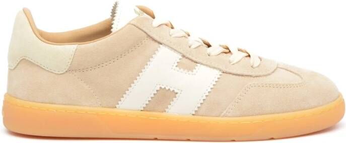 Hogan Beige Suède Sneakers met Witte Leren Details Beige Dames