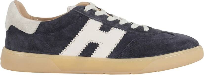 Hogan Blauw en witte sneakers met leren details