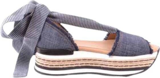 Hogan Blauwe Herringbone Flip Flops voor Vrouwen Blauw Dames