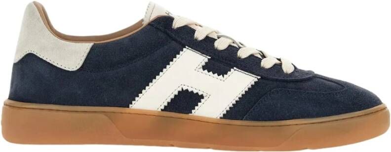 Hogan Blauwe Lederen Cool Sneakers Blue Heren