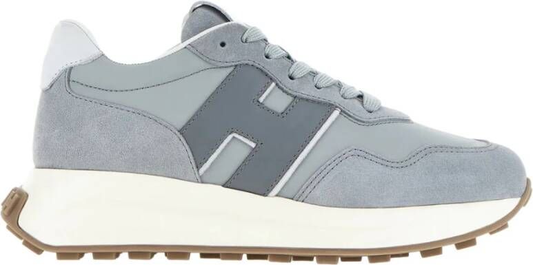 Hogan Blauwe leren en suède sneakers
