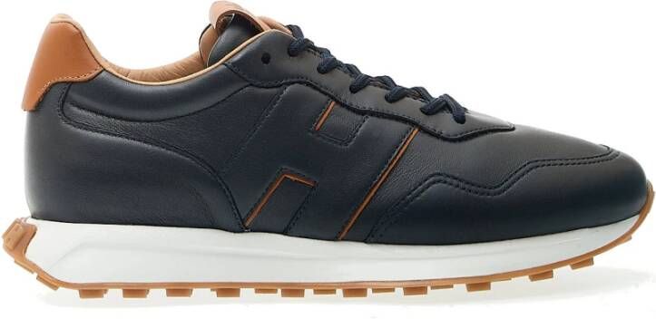 Hogan Blauwe Leren Hardloopschoenen met Spoiler Blue Heren