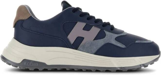 Hogan Blauwe Leren Panel Sneakers Blue Heren