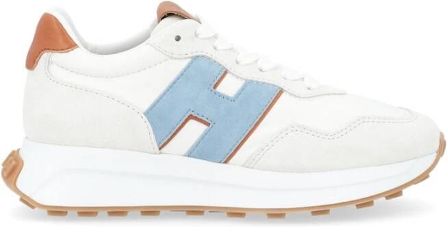 Hogan Blauwe leren sneakers met witte details White Dames