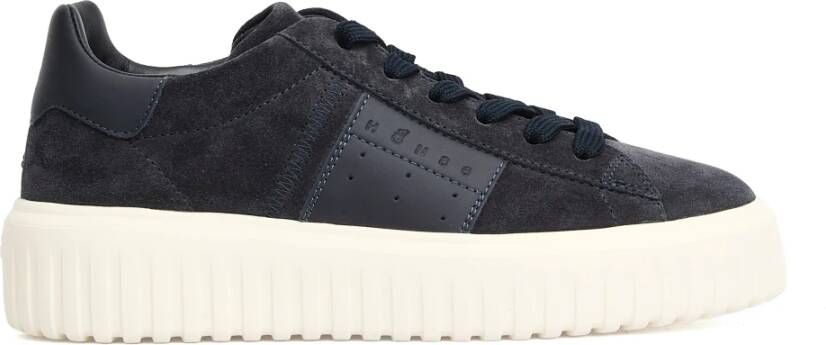 Hogan Blauwe Sneakers met Leren Zijband