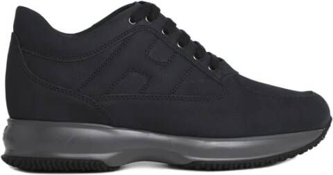 Hogan Blauwe Suède Sneakers met Zichtbare Stiksels Black Heren