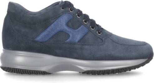 Hogan Blauwe Leren Sneakers met Versierde Zijpanelen Blue Dames