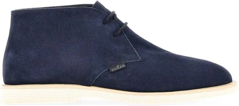 Hogan Blauwe Suède Schoenen Blue Heren