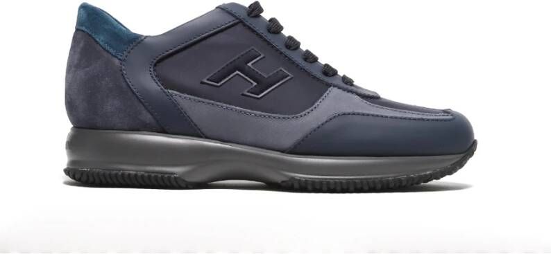 Hogan Blauwe Suède Sneakers Blue Heren