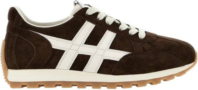 Hogan Blauwe suède sneakers met witte leren inzetstukken