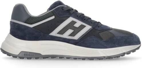Hogan Blauwe Suède Sneakers Ronde Neus