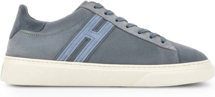 Hogan Blauw-grijze sneakers met witte rubberen zool