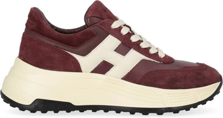 Hogan Bordeaux Suède en Leren Hi-Fi Sneakers