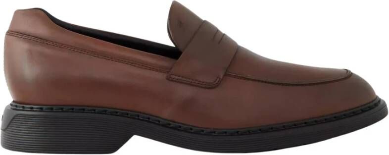 Hogan Bruin leren loafers stijlvol ontwerp