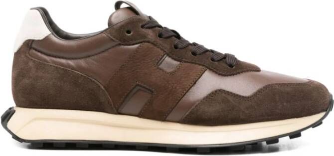 Hogan Bruin Wit Suède Sneakers