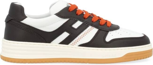 Hogan Bruine en witte leren sneakers White Heren