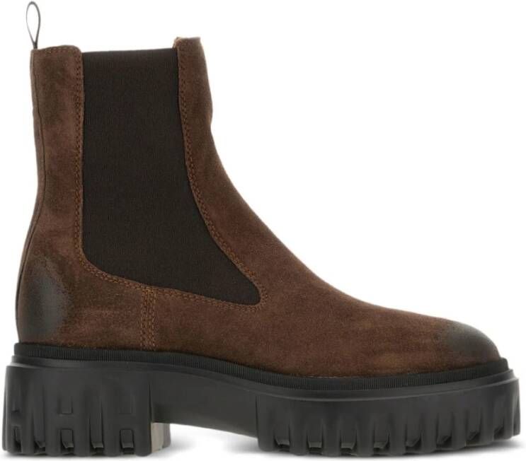 HOGAN Enkellaarsjes Dames H700 Chelsea Maat: 37 Materiaal: Suède Kleur: Bruin