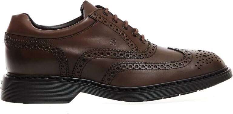 Hogan Bruine Leren Brogue Schoenen Brown Heren