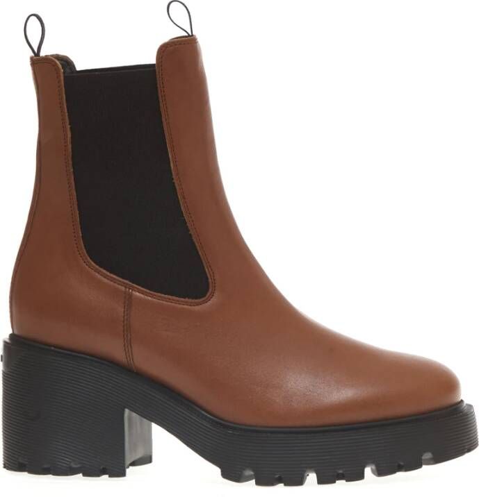Hogan Bruine leren enkellaarzen Aw23