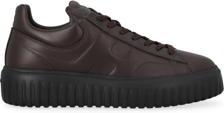 Hogan Bruine leren H-Stripes sneakers