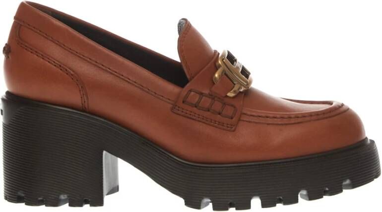 Hogan Bruine leren loafers Marrone Aw23