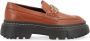 Hogan Bruine leren mocassin met metalen accessoire Brown Dames - Thumbnail 2