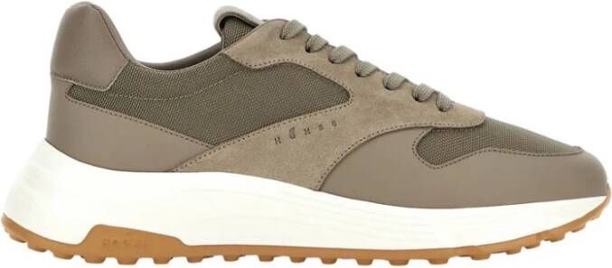 Hogan Bruine leren sneakers met geheugenschuim
