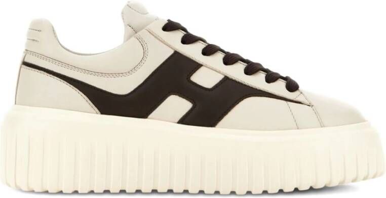 Hogan Bruine leren sneakers met H-strepen