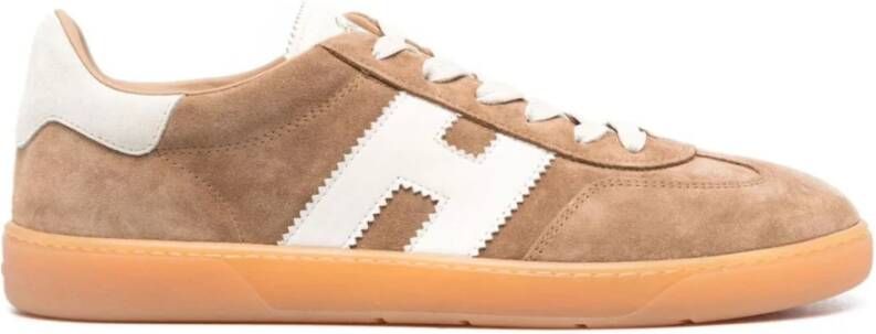 Hogan Bruine Leren Sneakers met Logo Design Brown Heren