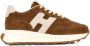 Hogan Bruine Leren Sneakers met Logopanelen - Thumbnail 1