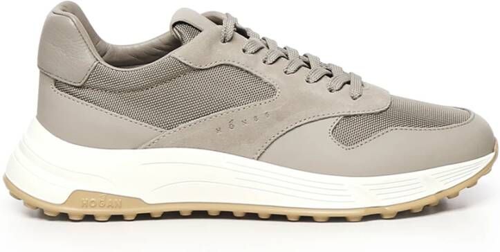 Hogan Bruine leren sneakers met suède details