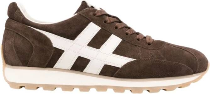 Hogan Bruine Leren Sneakers voor Mannen