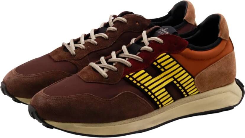 Hogan Bruine Retro Sneaker met Lichtgewicht Grip Bruin Heren