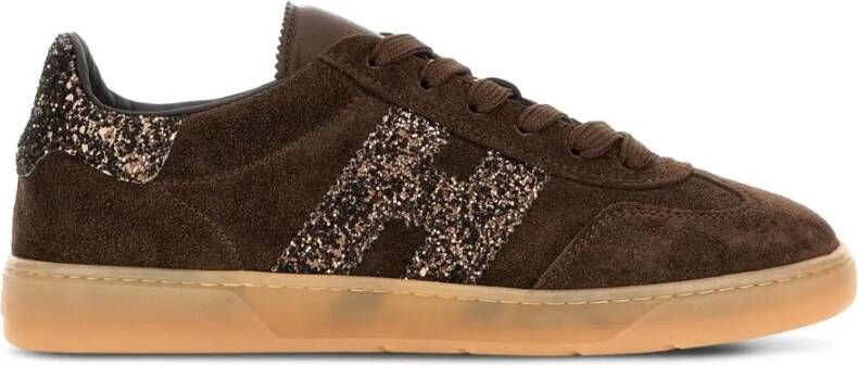 Hogan Bruine Sneakers met Glitterdetail