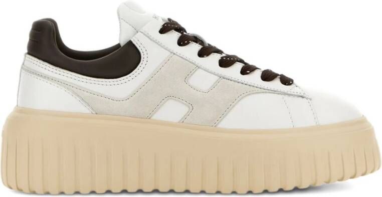 Hogan Bruine Sneakers met Witte Plateauzool