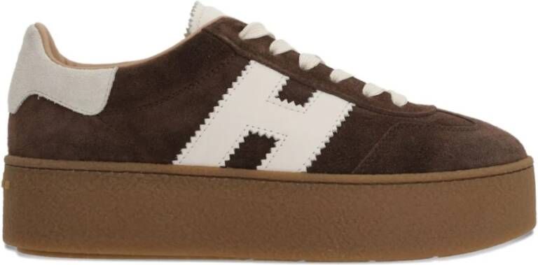 HOGAN Lage Sneakers Dames H681 Allacciato H Maat: 40 Materiaal: Suède Kleur: Bruin