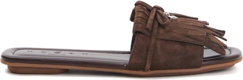 Hogan Bruine Suède Franje Sandalen