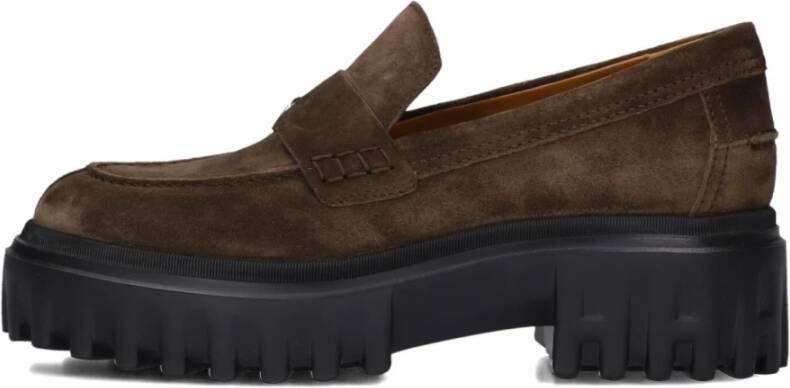 HOGAN Loafers Dames H700 Mocassino Maat: 40 Materiaal: Suède Kleur: Bruin
