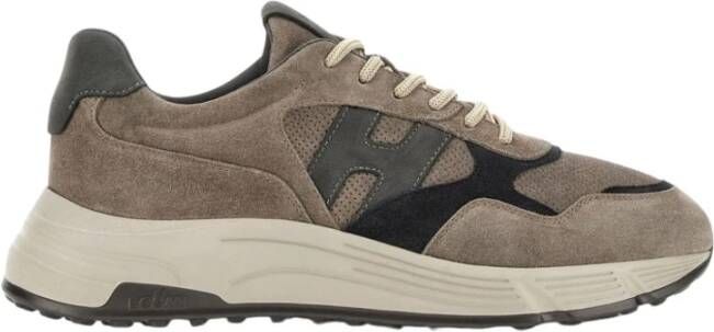 Hogan Bruine Suède Sneakers Mesh Panelen Multicolor Heren