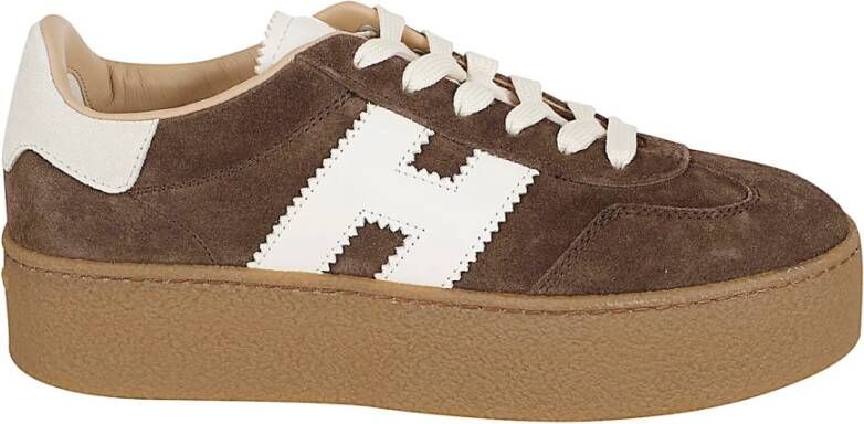 Hogan Bruine Suède Sneakers met Maxi Zool